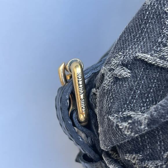 Louis Vuitton Mahina Shoulder Bag Black Denim Hobo Bag - Picture 3 of 16